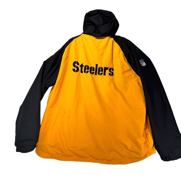Vtg Pittsburgh Steelers Reebok NFL Team Apparel Hooded Jacket Reversible 2XL - Picture 1 of 16